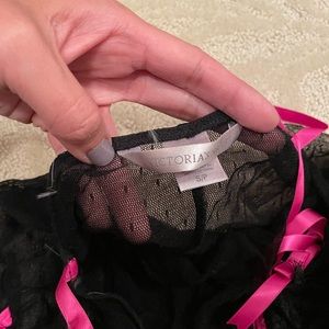 VS black + pink sheer lace lingerie size small